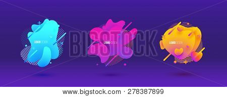 Abstract Design Set Of Liquid Shapes. Fluid Vector Design. Gradient Flyer, Banners With Flowing Liqu