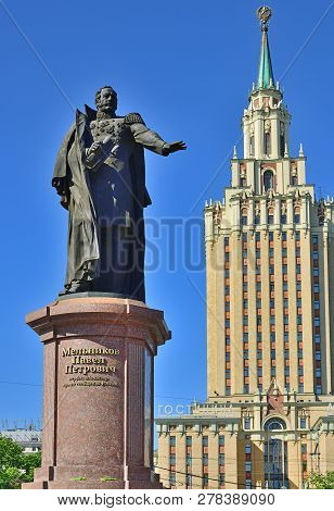 Moscow, Russia - May 21, 2018. Monument To Melnikov - First Minister Of Railways In Russia. Sculptor