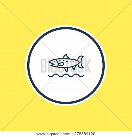 Vector Illustration Of Trout Fish Icon Line. Beautiful Maritime Element Also Can Be Used As Codfish 