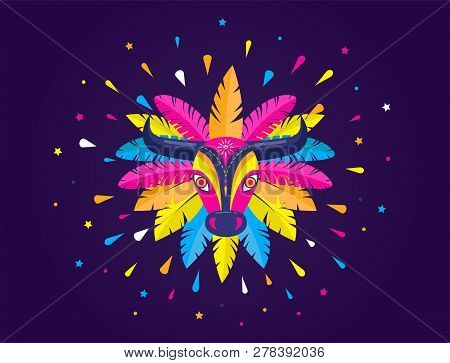 Carnaval De Barranquilla, Colombian Carnival Party. Vector Illustration, Poster And Flyer