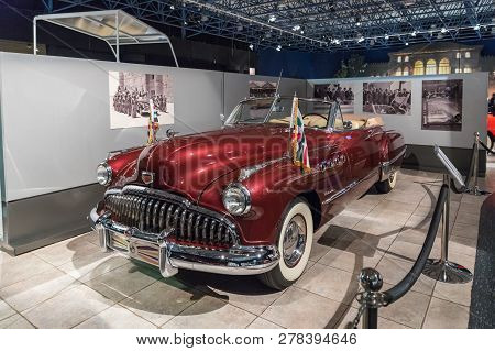 Amman, Jordan, December 07, 2018 : Buick Roadmacter 1949 Convertible Coupe At The Exhibition In The 