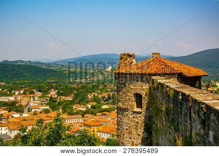 Scenic View Of Tower Of Medieval Castle And Gorizia City Centre, Friuli Venezia Giulia, Italy