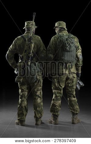Two Soldiers Of A Special Unit Are In Full Ammunition.