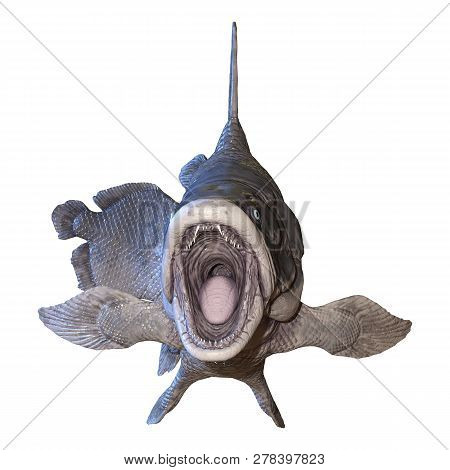 3D Rendering Mawsonia Fish On White