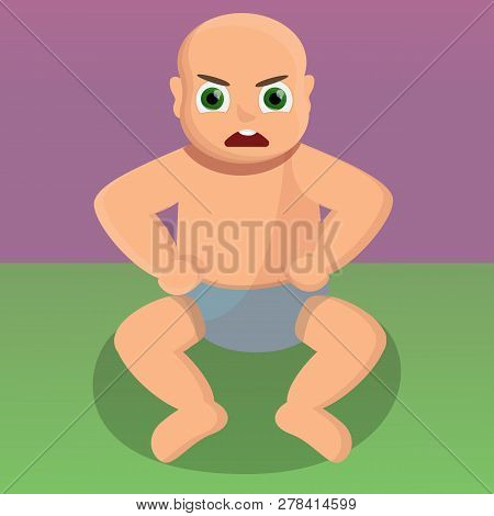 Angry Baby Without Pacifier Concept Background. Cartoon Illustration Of Angry Baby Without Pacifier 