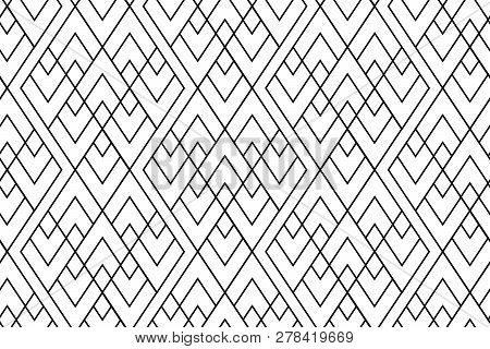 Seamless Boho Style Pattern With Outlined Rhombus Repeat