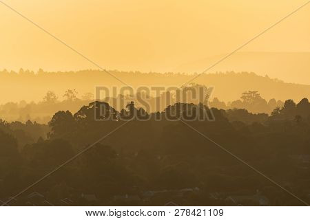 A Golden Sunset Over The Town Of Howick, South Africa.