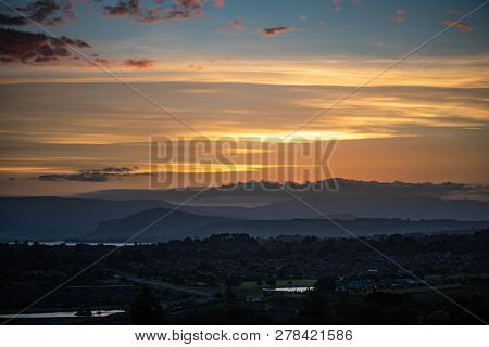 Cloudy Golden Sunset Over Howick, South Africa.