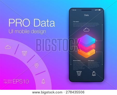 Mobile Phone Application For Analytics. Stock Vector