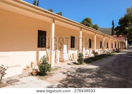 Outside Of Archaeological Museum In Epidaurus, Argolis Regional Unit, Peloponnese Greece. Horizontal