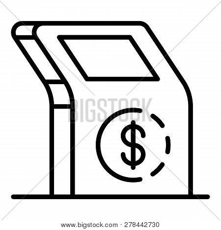 Payment Kiosk Stand Icon. Outline Payment Kiosk Stand Vector Icon For Web Design Isolated On White B