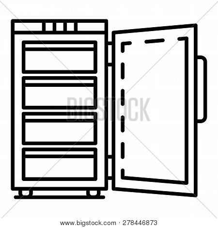 Hotel Freezer Icon. Outline Hotel Freezer Vector Icon For Web Design Isolated On White Background