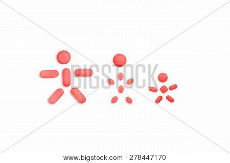 People Made From Pills On The сardboard Background. Concept