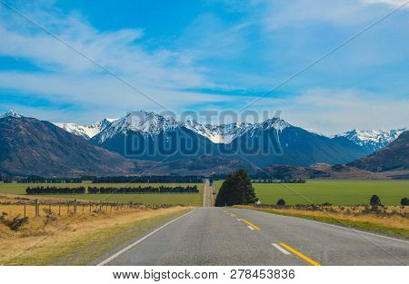 Mountainous Countryside In Canterbury, South Island, New Zealand