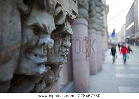 Helsinki, Finland - March 20, 2011: Helsinki, A Fragment Of Decor On The House Of The Insurance Comp