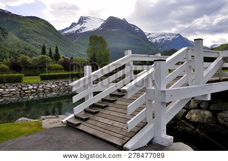 Views Of The Loen Village In Norway With Its Fjord