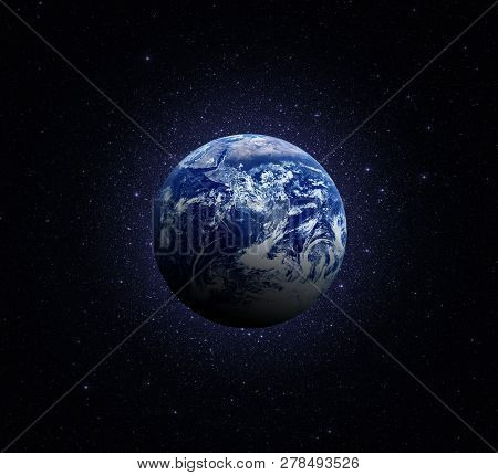 Planet Earth. Earth In The Endless Stellar Space. Elements Of This Image Furnished By Nasa