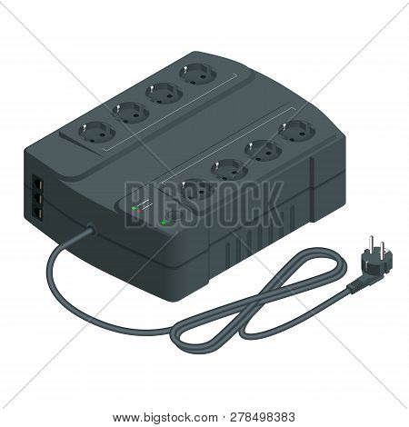 Isometric An Uninterruptible Power Supply Or Uninterruptible Power Source Ups Vector Illustration