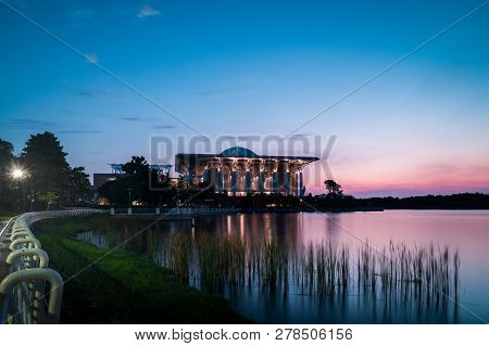 Iron Mosque During Blue Hour After Sunset