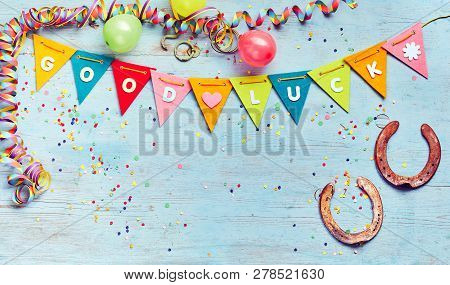 Good Luck Motivational Bunting With Horseshoes