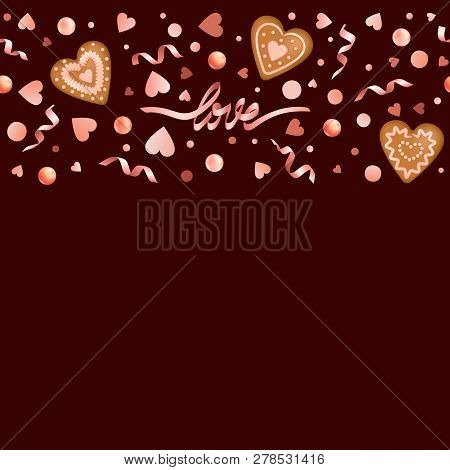 Love And Gingerbread Hearts Seamless Horizon Border