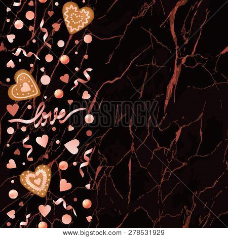 Love And Gingerbread Hearts Seamless Vertical Border