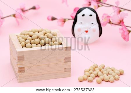 Japanese Traditional Event, Soybeans And Mask Of Demon Are Used On An Annual Event /setsubun.