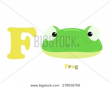 English Children Alphabet The Letter F A Frog