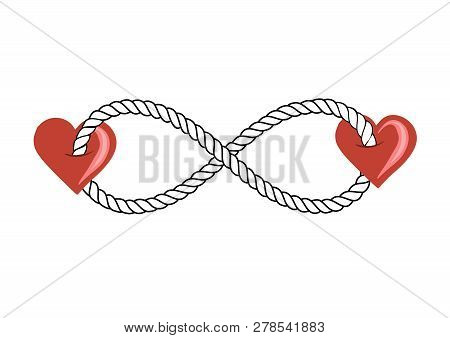 Rope Infinity Bound Hearts On White Background Vector