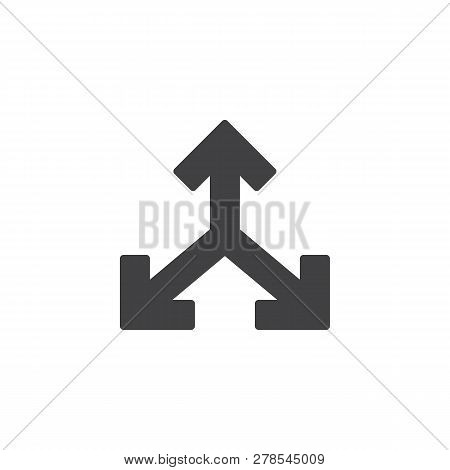 Triple Arrows Vector Icon. Filled Flat Sign For Mobile Concept And Web Design. Three Way Direction A