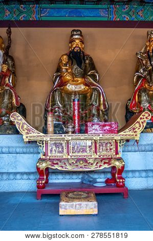 The Interior And Scenery Of The Buddhist Temple Of Hua Yan Or Huayan In The Chinese City Of Tumen, J