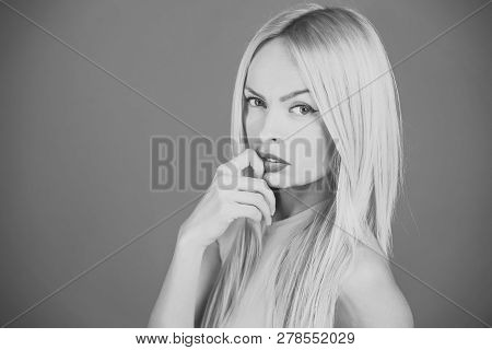 Woman With Healthy Hair, Hairdresser. Beauty, Fashion, Haircare, Punchy Pastels. Makeup And Cosmetic