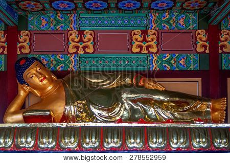 The Interior And Scenery Of The Buddhist Temple Of Hua Yan Or Huayan In The Chinese City Of Tumen, J