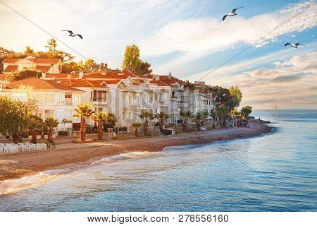 View From Sea To Island Kinaliada Of Princes Islands In Summer