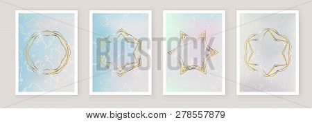 Holographic Gradient Mesh Background With Marble Stains. Template For Banner, Mobile Screen, Brochur