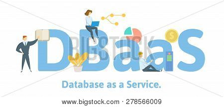 Dbaas, Database As A Service. Concept With Keywords, Letters, And Icons. Flat Vector Illustration. I