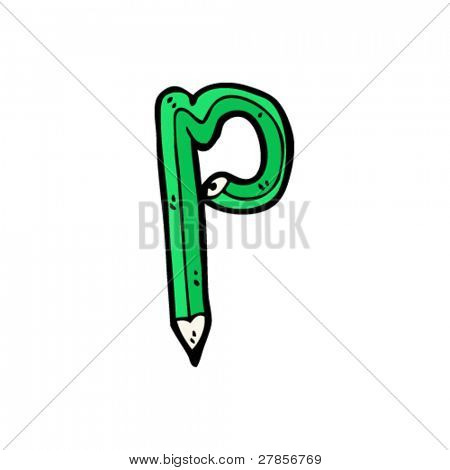 penna bokstaven p tecknad