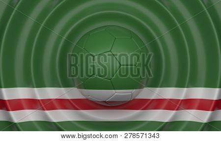 Ichkeria, Soccer Ball On A Wavy Background, Complementing The Composition In The Form Of A Flag, 3d 