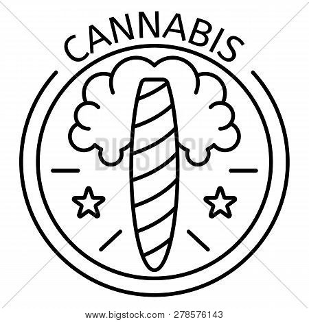 Cannabis Cigar Logo. Outline Cannabis Cigar Logo For Web Design Isolated On White Background