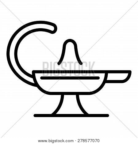 Magic Lamp Icon. Outline Magic Lamp Icon For Web Design Isolated On White Background