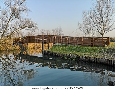 Mantua Nature Park Wooden Bridge For Pedestrian Crossing