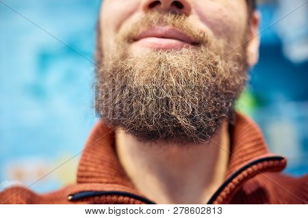 Mens Short Beard And Lips Close Up