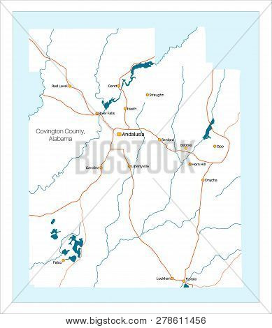 Detailed And Large Map Of Covington County In Alabama, Usa