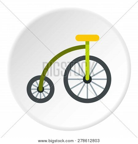 Highwheel Bike Icon In Flat Circle Isolated Illustration For Web