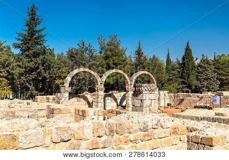 Ruins Of The Umayyad Citadel At Anjar. Unesco World Heritage In Lebanon