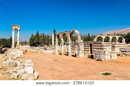 Ruins Of The Umayyad Citadel At Anjar. Unesco World Heritage In Lebanon