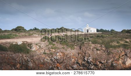 La Meule, France - September 18, 2018: Tourists Visiting The Surroundings Of La Meule Chapel Near Th