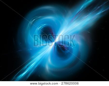 Blue Glowing Electromagnetic Field In Space, Computer Generated Abstract Background, 3d Rendering