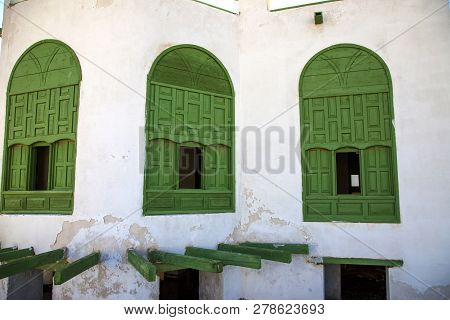 Old City In Jeddah, Saudi Arabia Known As Historical Jeddah. Old And Heritage Windows And Doors In J