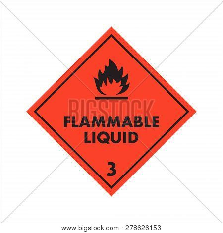 Flammable Liquid 3 Level Attention Isolated Sticker On The Orange Background